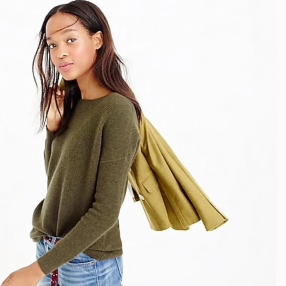 J Crew Wool Blend Ribbed Oversize Boat Neck Sweater